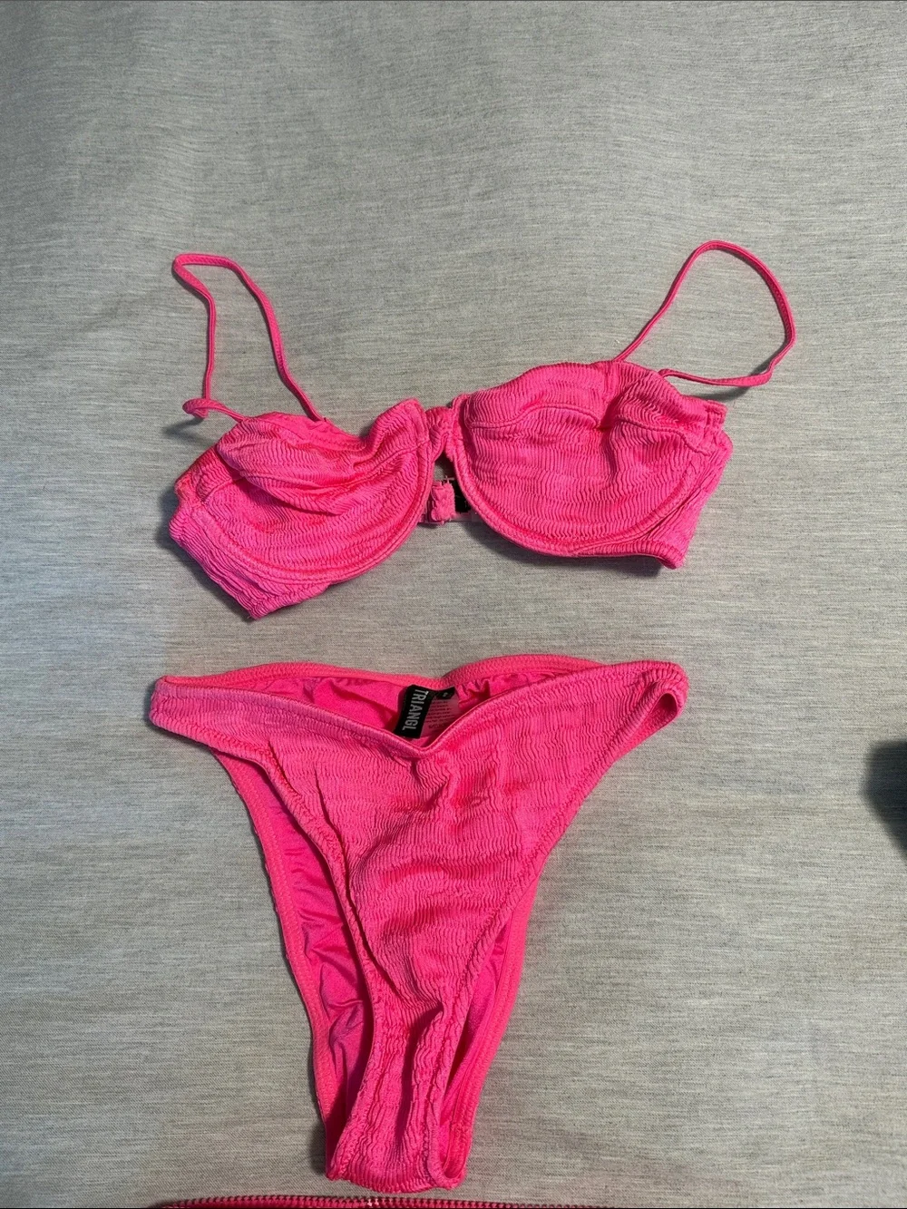 triangl swimwear Hot Pink Textured Bikini Set